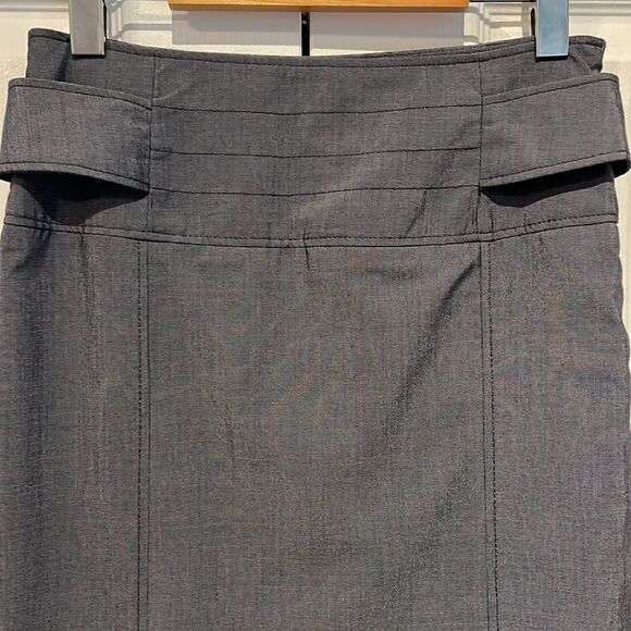 Mango Blue/Grey High Rise Mermaid Style Pleated‎ Back Maxi Skirt Size 4 - Picture 2 of 16